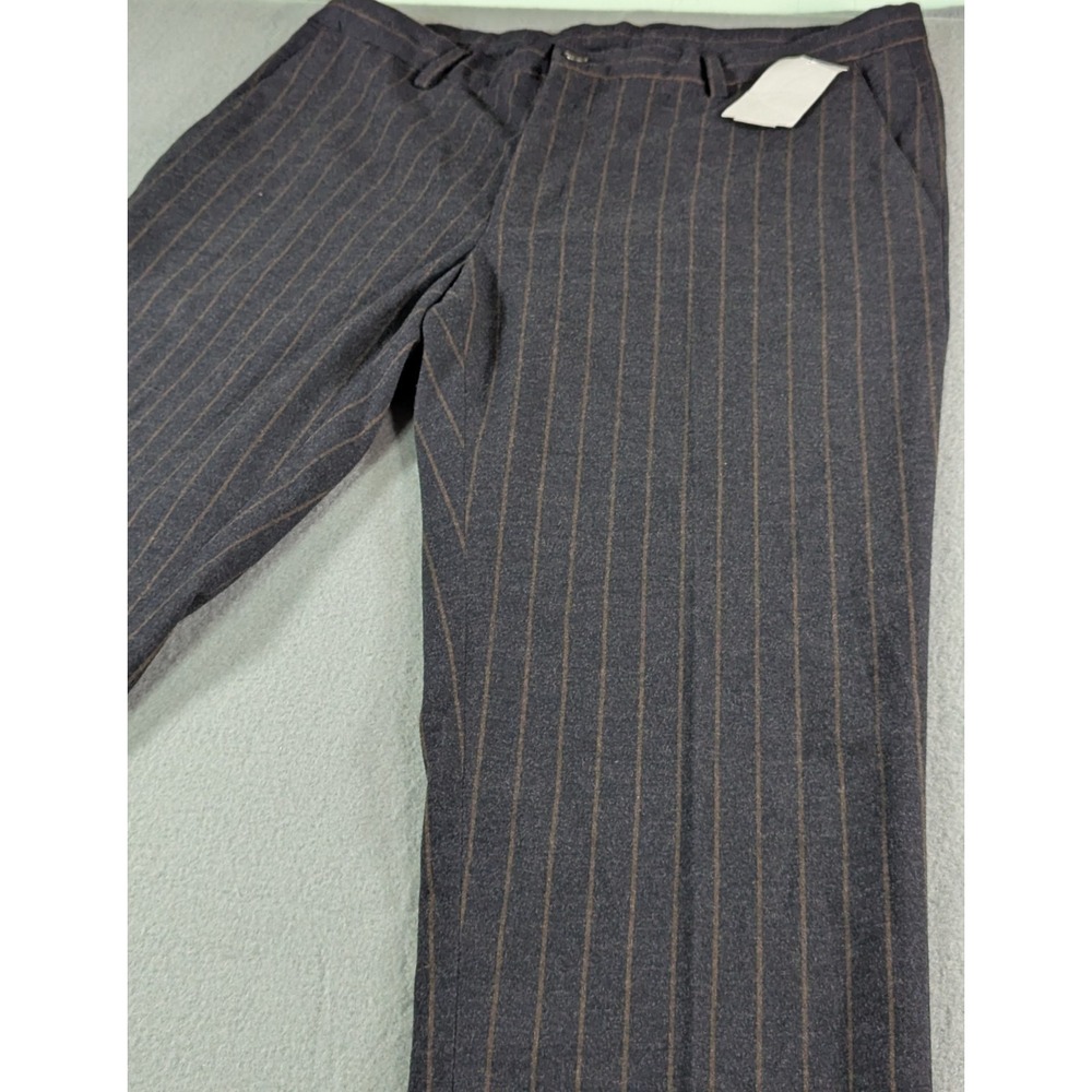 Soul of London Mens Pinstripe Dress Pants 32 Charcoal Grey Slim Fit Flat Front